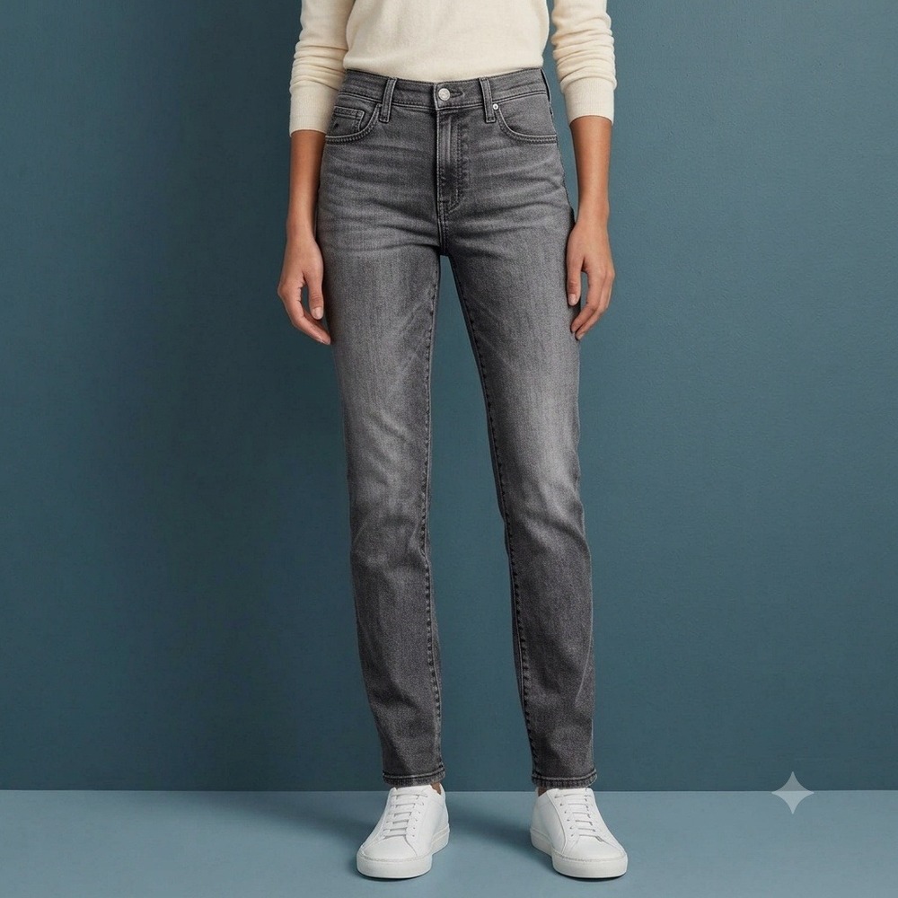 AG Adriano Goldschmied Mari High Rise Slim Straight Grey Jeans Size 26R‎ EUC